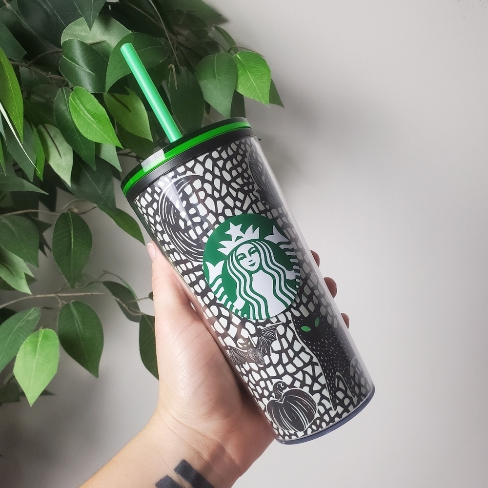 Starbucks Halloween 2020 Tumbler Black Cat Glow in the Dark